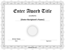 Silver Award Seal Certificate Template