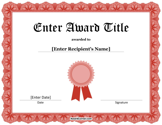 Red Ribbon Certificate Template