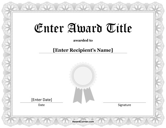 Silver Ribbon Certificate Template